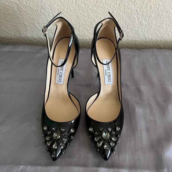 Jimmy Choo Lucy Mix Crystal D’Orsay Pumps Shoes 38.5 - Picture 2 of 15